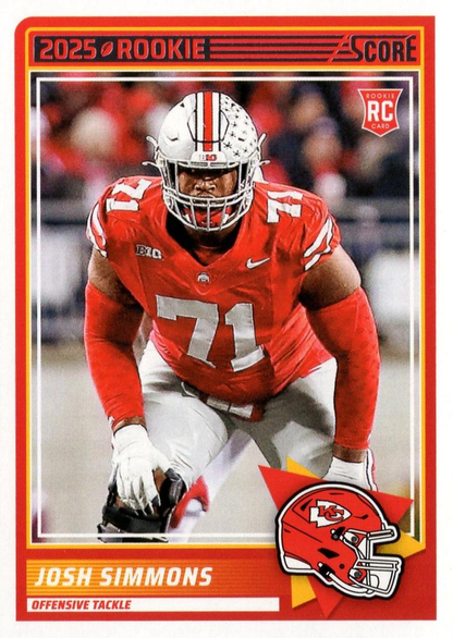 2025 Panini Score Josh Simmons RC #32 Kansas City Chiefs