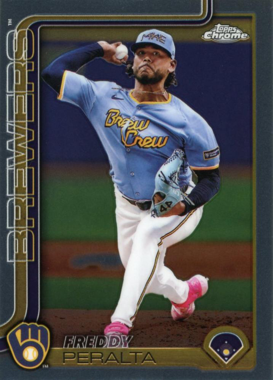 2025 Topps Chrome MLB Freddy Peralta #95 Milwaukee Brewers