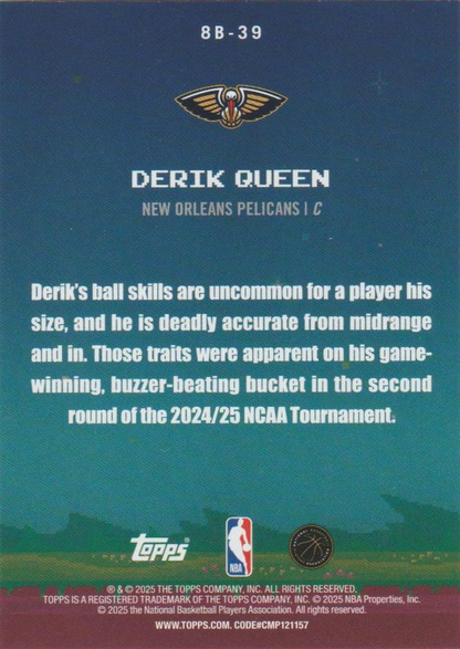 2025 Topps NBA 8-Bit Ballers Derik Queen 8B-39 New Orleans Pelicans