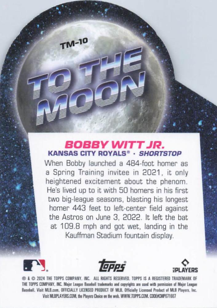 2024 Topps Big League To the Moon Die Cuts Bobby Witt Jr. Kansas City Royals #TM-10