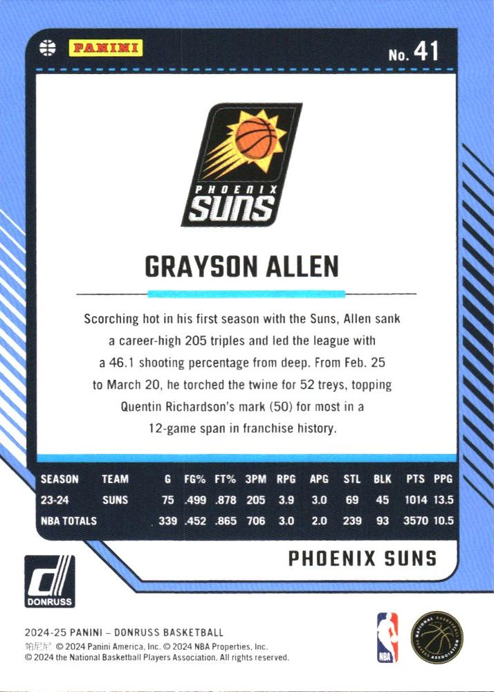 2024 Panini Donruss Grayson Allen #41 Phoenix Suns