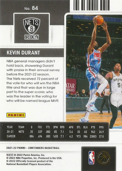 2021 Panini Contenders Kevin Durant #84 Brooklyn Nets