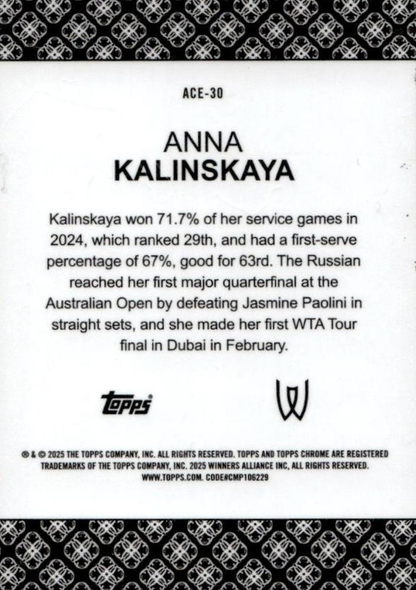 2025 Topps Chrome Tennis Aces Anna Kalinskaya #ACE-30