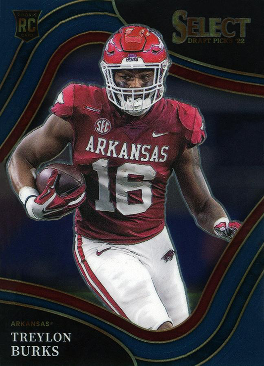 2022 Panini Select Draft Picks Blue Treylon Burks #106 Arkansas Razorbacks