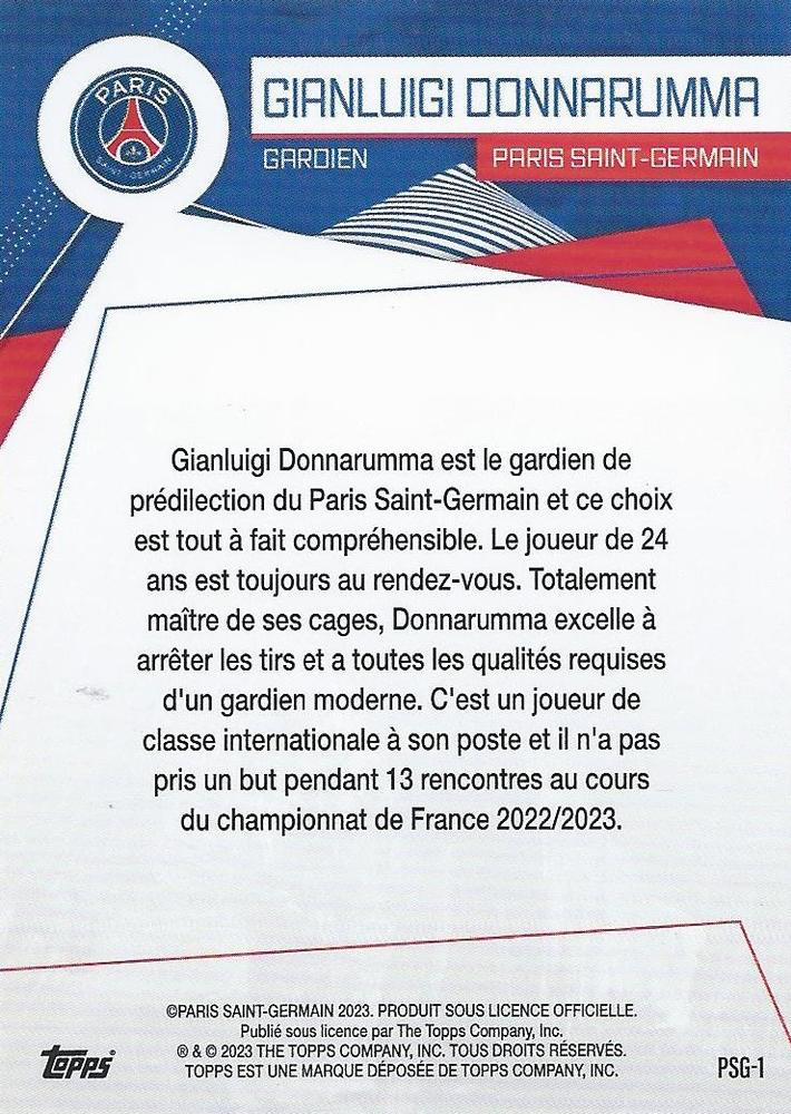 2023 Topps PSG Fan Set Gianluigi Donnarumma PSG-1 Paris Saint-Germain