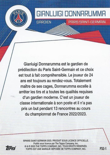 2023 Topps PSG Fan Set Gianluigi Donnarumma PSG-1 Paris Saint-Germain