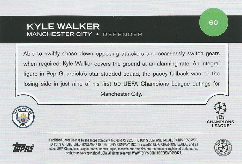 2024 Topps UCC Kyle Walker #60 Manchester City