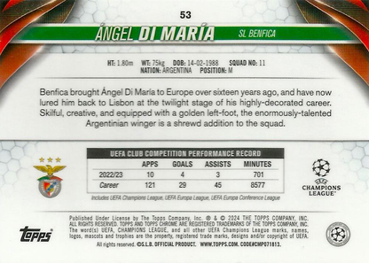 2023 Topps Chrome UEFA Club Competitions Ángel Di María #53 Benfica