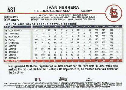 2024 Topps Series 2 Ivan Herrera #681 St. Louis Cardinals