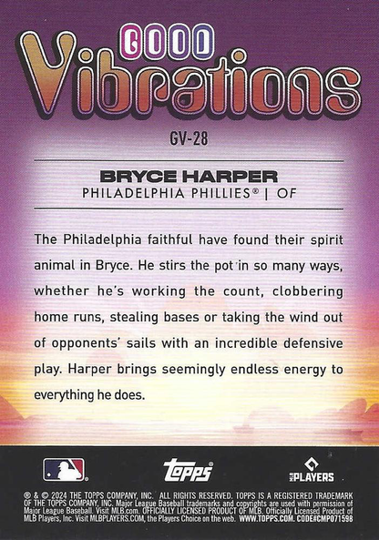 2024 Topps Big League Good Vibrations Bryce Harper Philadelphia Phillies #GV-28