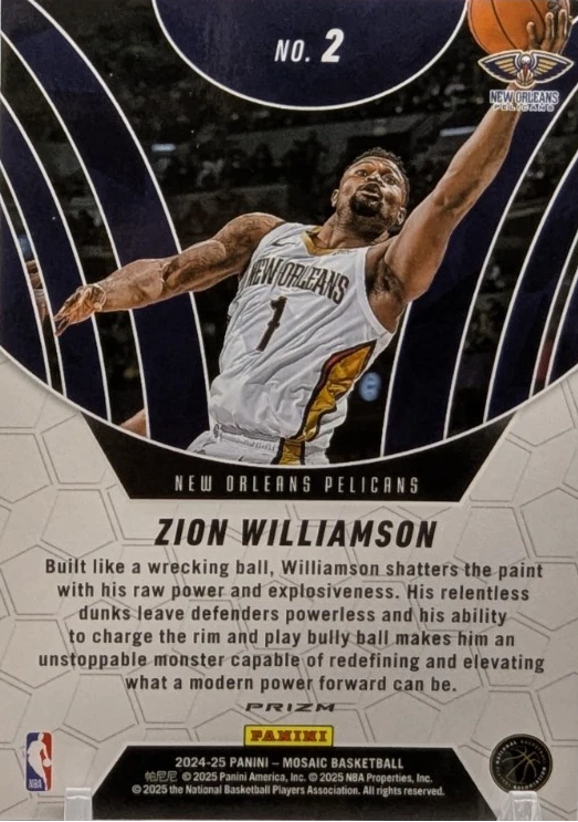 2024 Panini Mosaic Elevate Mosaic Prizm Zion Williamson #2 New Orleans Pelicans