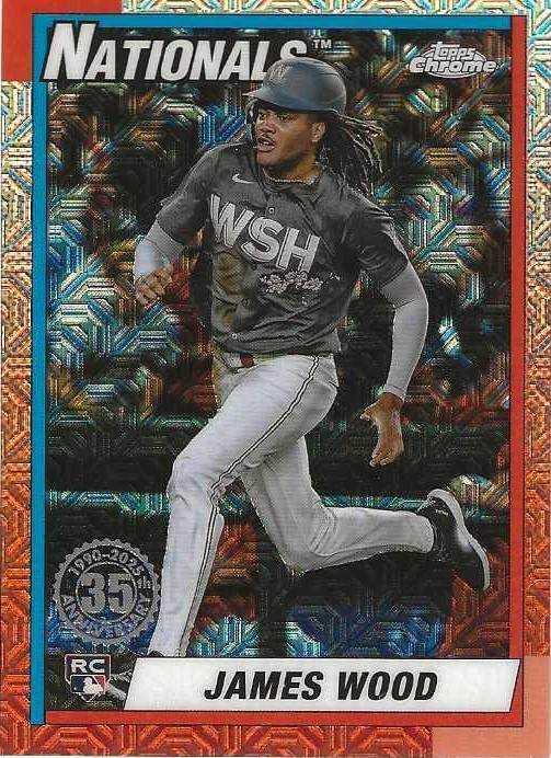 2025 Topps Series 1 Mojo 1990 Topps Baseball 35th Anniversary Chrome James Wood Washington Nationals #T90C-55