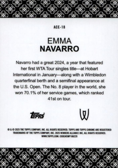 2025 Topps Chrome Tennis Aces Emma Navarro #ACE-18