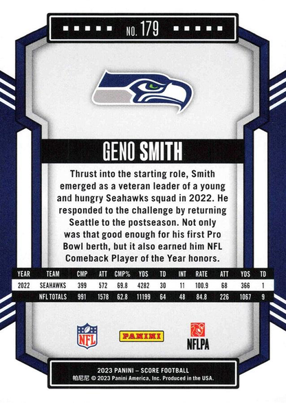 2023 Panini Score Football Geno Smith Seattle Seahawks #179