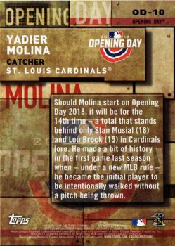 2018 Topps Series Opening Day Yadier Molina #OD-10 St. Louis Cardinals