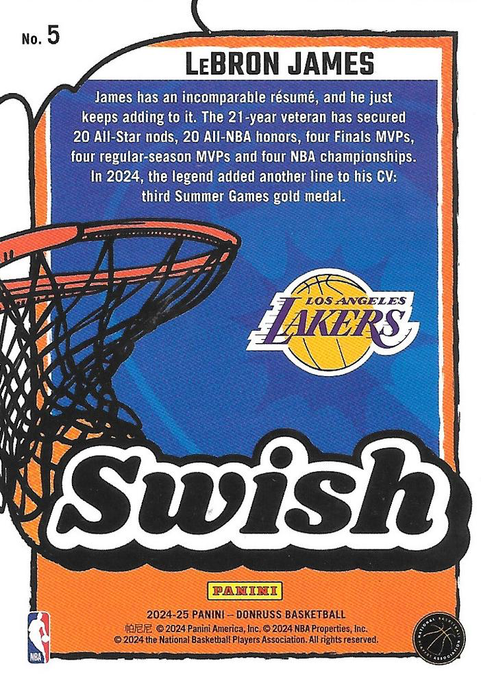 2024 Panini Donruss Swish LeBron James #4 Los Angeles Lakers
