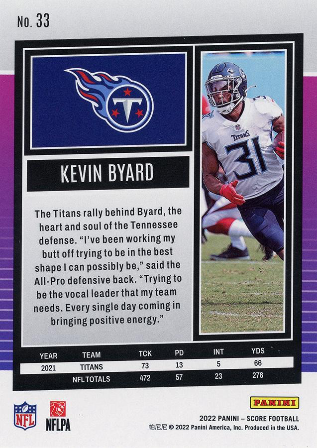 2022 Panini Score Kevin Byard Tennessee Titans #33