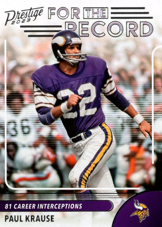 2023 Panini Prestige For the Record Paul Krause #20 Minnesota Vikings