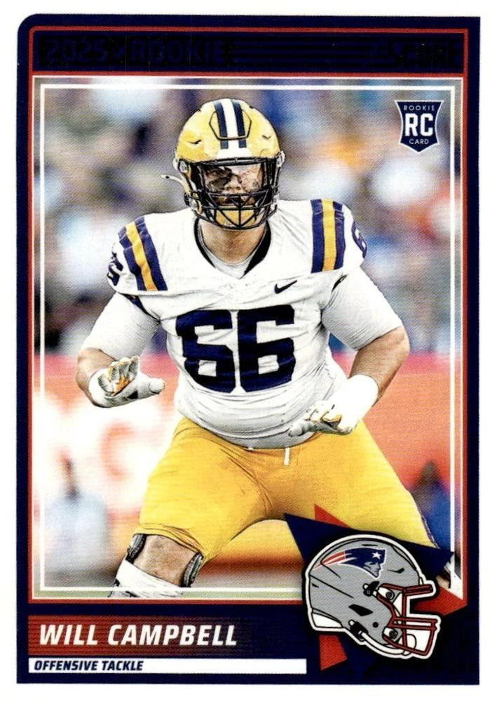 2025 Panini Score Will Campbell RC #25 New England Patriots