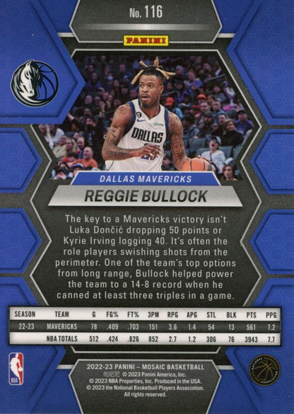 2022 Panini Mosaic Reggie Bullock #116 Dallas Mavericks