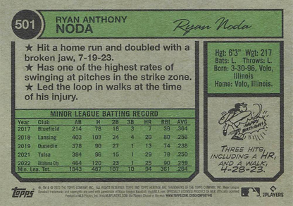 2023 Topps Heritage Ryan Noda RC Oakland Athletics #501