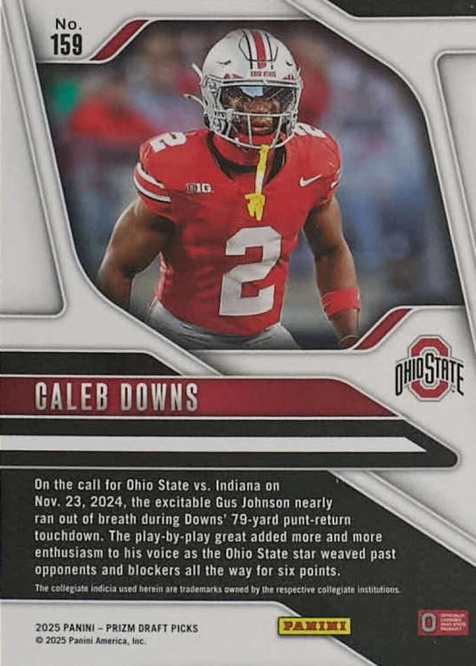 2025 Panini Prizm Draft Picks Caleb Downs #159 Ohio State Buckeyes