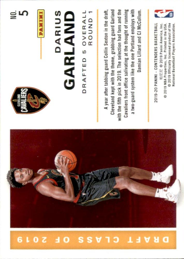 2019 Panini Contenders Draft Class Darius Garland #5 Cleveland Cavaliers