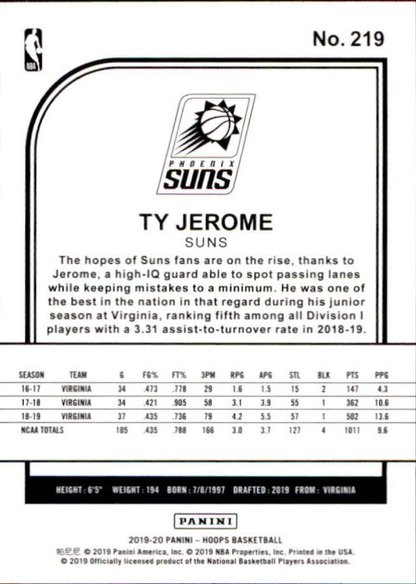 2019 Panini Hoops Ty Jerome RC #219 Phoenix Suns