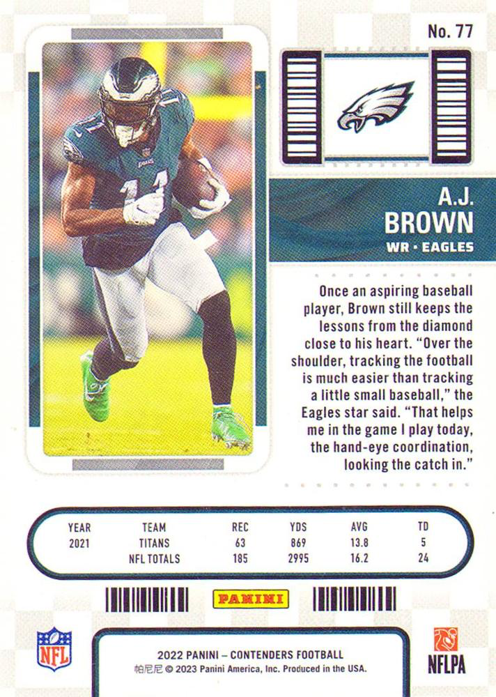 2022 Panini Contenders A.J. Brown Philadelphia Eagles #77