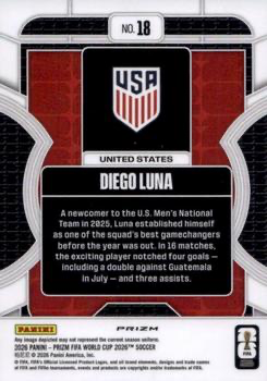 2026 Panini Prizm FIFA World Cup Phenomenon Diego Luna #18 USA