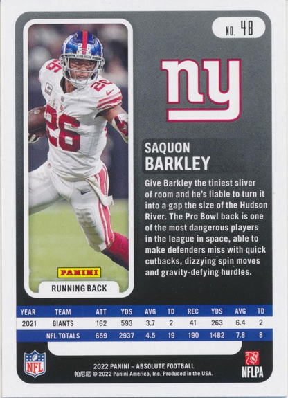 2022 Panini Absolute Saquon Barkley #48 New York Giants