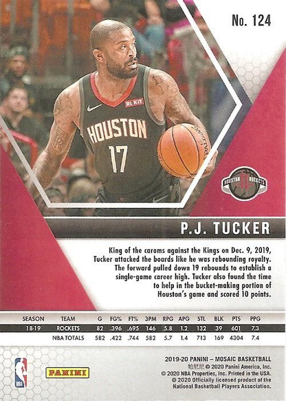 2019 Panini Mosaic P.J. Tucker #124 Houston Rockets