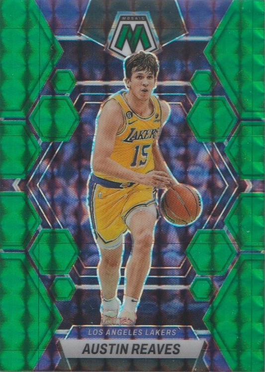 2022 Panini Mosaic Green Prizm Austin Reaves #48 Los Angeles Lakers