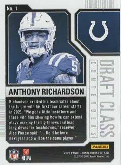 2023 Panini Contenders Draft Class Contenders Anthony Richardson Indianapolis Colts #1