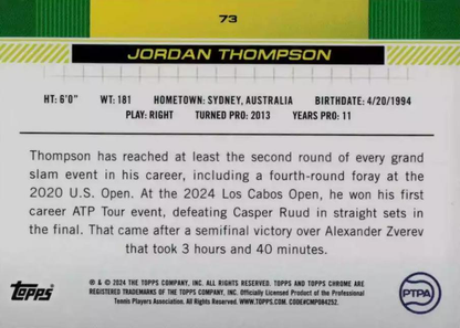 2024 Topps Chrome Tennis Jordan Thompson RC #73