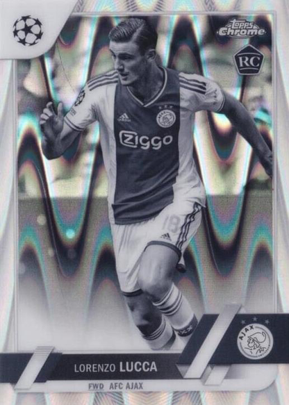 2022 Topps Chrome UCC Lorenzo Lucca Black & White Ray Wave Refractor #143 Ajax