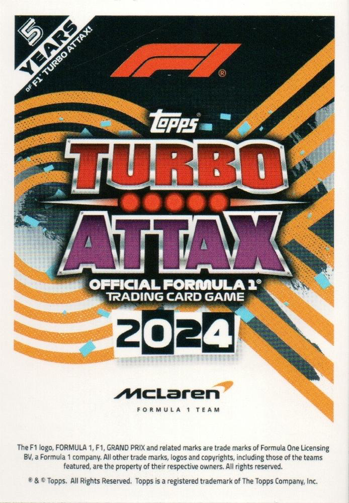 2024 Topps Turbo Attax F1 Lando Norris QM #102 McLaren F1