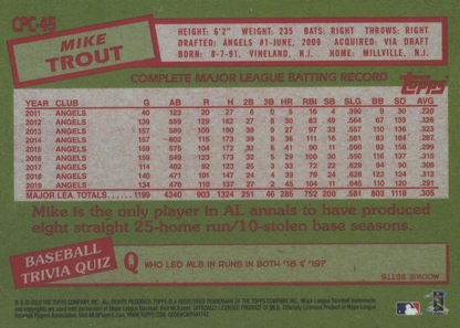 2020 Topps Update 1985 Mojo Mike Trout #CPC-45 Los Angeles Angels