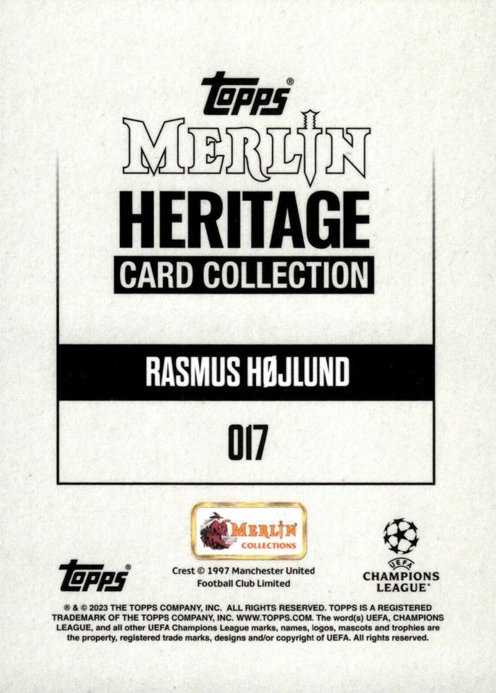 2023 Topps Merlin Heritage UCC Rasmus Højlund #17 Manchester United