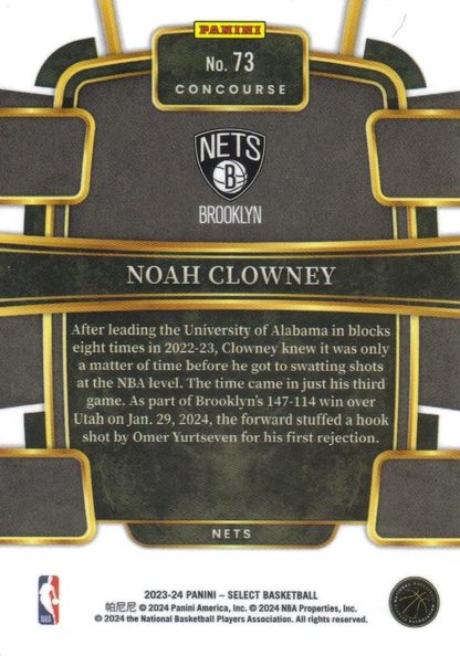 2023 Panini Select NBA Blue Noah Clowney RC #73 Brooklyn Nets