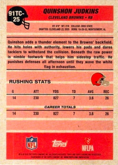 2026 Topps Flagship 1991 35th Mojo Chrome Quinshon Judkins #91TF-25 Cleveland Browns