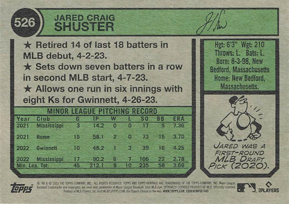 2023 Topps Heritage Jared Shuster RC Atlanta Braves #526