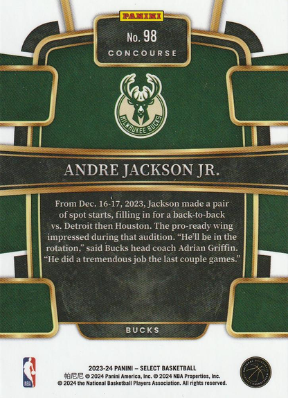 2023 Panini Select NBA Blue Andre Jackson Jr. RC #98 Milwaukee Bucks