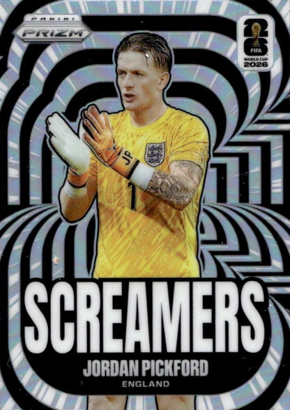 2026 Panini Prizm FIFA World Cup Screamers Silver Jordan Pickford #2 Angleterre