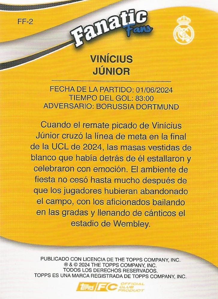2024 Topps Real Madrid Fan Set Fanatics Fans Vinícius Júnior #FF-2 Real Madrid CF