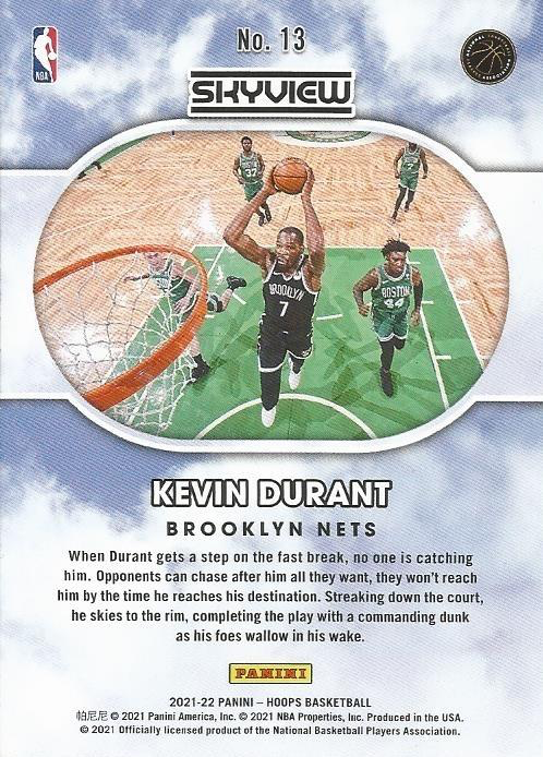 2021 Panini Hoops Skyview Kevin Durant #13 Brooklyn Nets