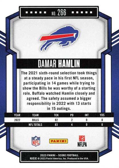 2023 Panini Score Football Damar Hamlin Buffalo Bills #266