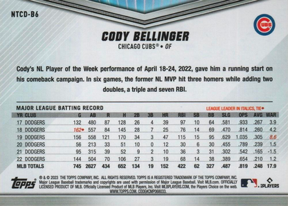 2023 Topps NTCD Cody Bellinger Chicago Cubs #NTCD-B6