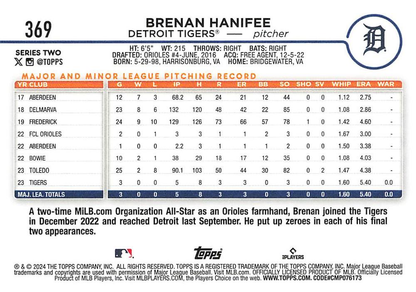 2024 Topps Series 2 Brenan Hanifee RC Detroit Tigers #369