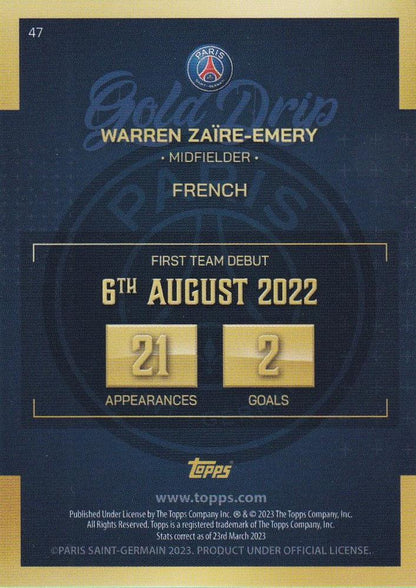 2022 Topps PSG Team Set Warren RC Zaïre-Emery #47 Paris Saint-Germain